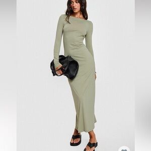 Rain Fire Long Sleeve Maxi Dress Sage